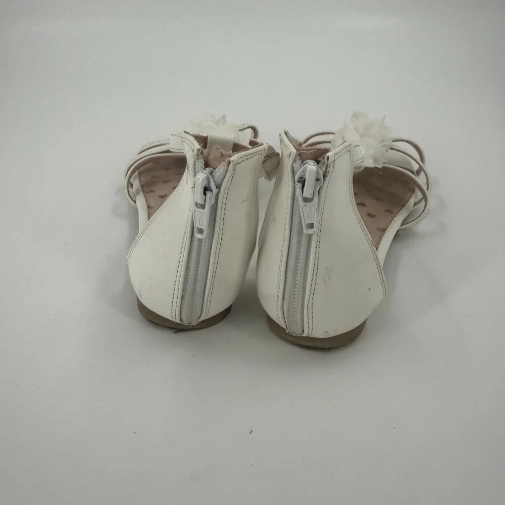 SO Gladiator Sandals Girl US 5M White Kenzie Flower Detail Memory Foam Back Zip